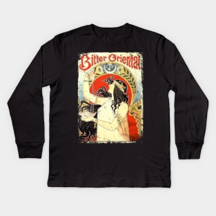 Art Nouveau - Bitter Oriental Alphonse Mucha Design Kids Long Sleeve T-Shirt